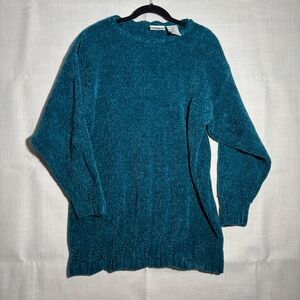 Northern‎ Reflections Teal Tunic Chenille Knit Sweater M Scalloped  Cottagecore
